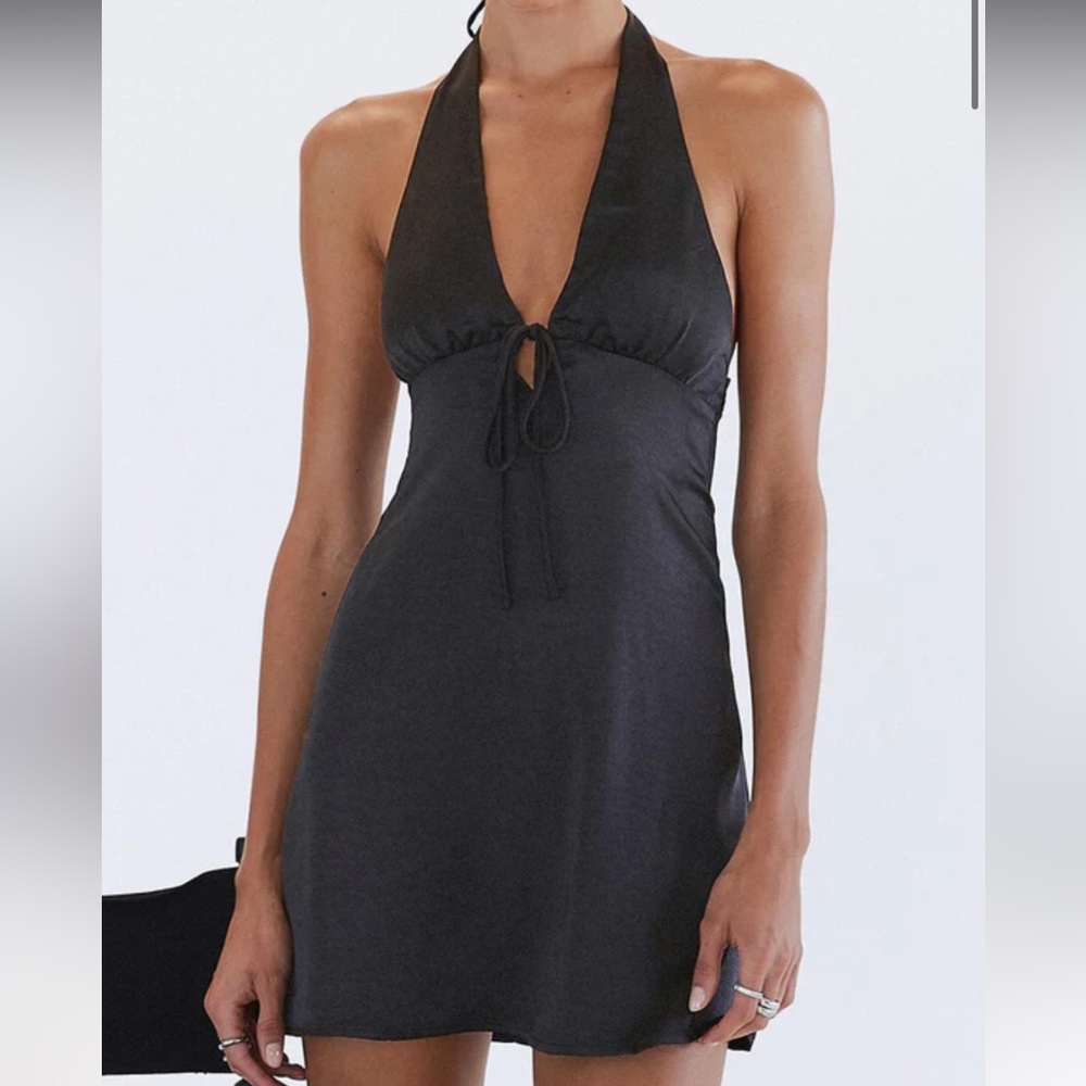 Chic Black Halter Mini Dress